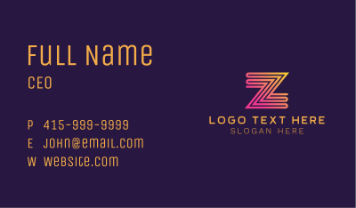 Zigzag Line Letter Z Business Card Image Preview