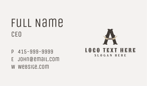 Western Horn Letter A Business Card Design Image Preview