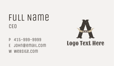 Western Horn Letter A Business Card