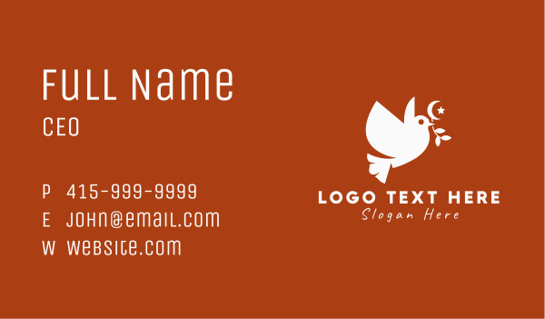 Islamic Peace Dove Business Card Design Image Preview