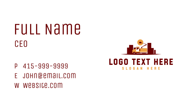 Automotive Crane Truck Business Card Design Image Preview