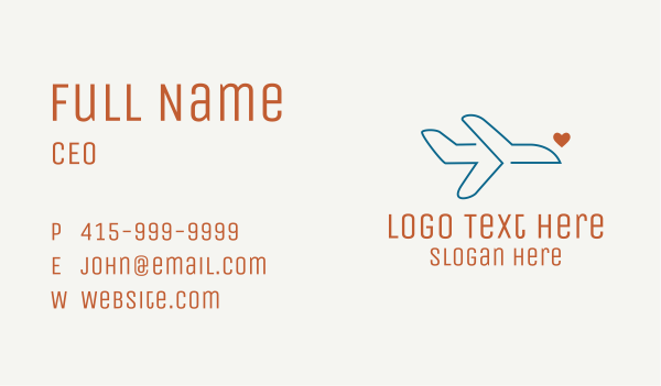 Monoline Aircraft Love Business Card Design Image Preview