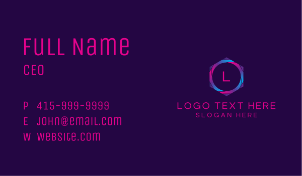 Gradient Hexagon Letter Business Card Design Image Preview
