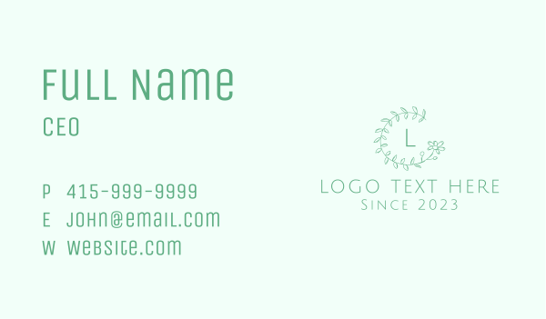 Green Flower Letter Business Card Design Image Preview