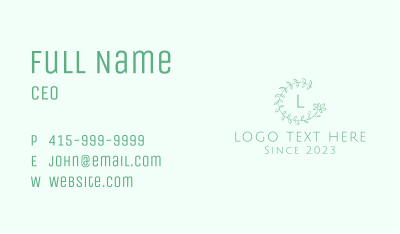 Green Flower Letter Business Card Image Preview
