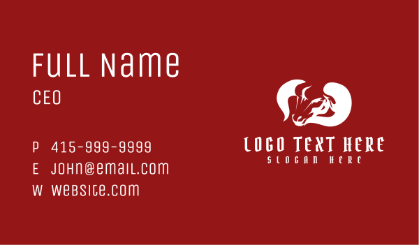 Bull Horn Bison Business Card Design Image Preview