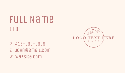 Aesthetic Floral Wordmark  Business Card