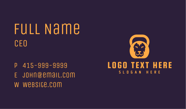 Weightlifter Lion Kettlebell Business Card Design Image Preview