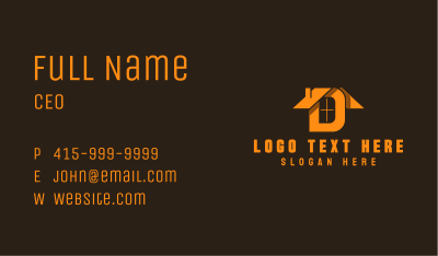 Orange Letter D House Business Card Image Preview