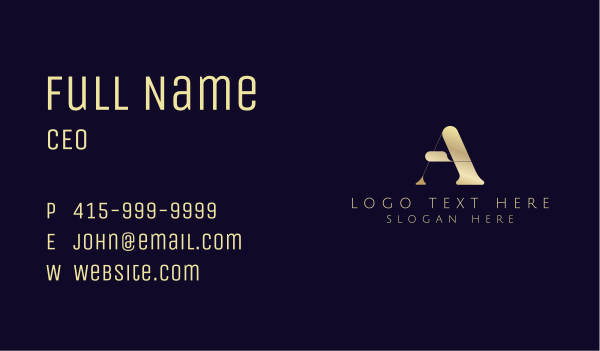 Premium Gold Letter A Business Card Design Image Preview