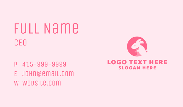 Pink Cute Bunny Business Card Design Image Preview