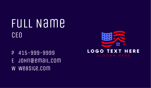 American Flag Realty Business Card Design Image Preview