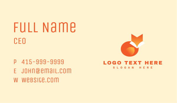 Orange Gradient Fox Business Card Design Image Preview