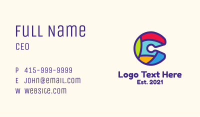 Colorful Letter C Business Card
