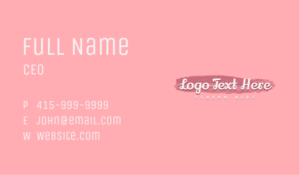 Pink Smudge Wordmark Business Card Design Image Preview