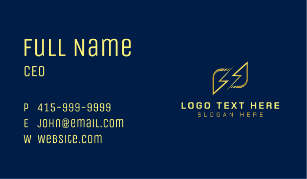 Lightning Bolt Charge Business Card Design Image Preview