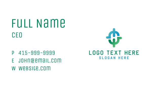 Blue Green O Chain Business Card Design Image Preview