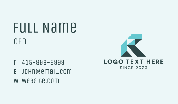 Geometric Digital Letter R Business Card Design Image Preview