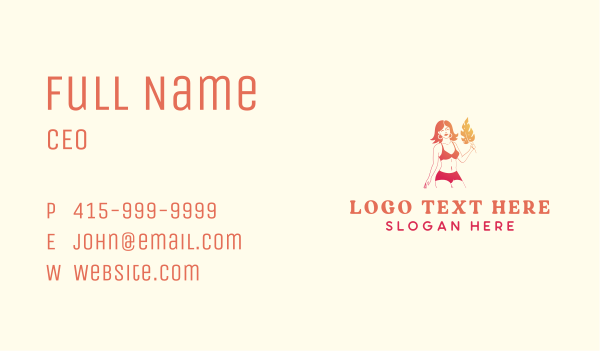 Bikini Leaf Fashion Business Card Design Image Preview