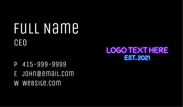 Neon Party Wordmark Business Card Design Image Preview
