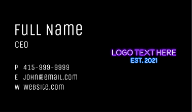 Neon Party Wordmark Business Card