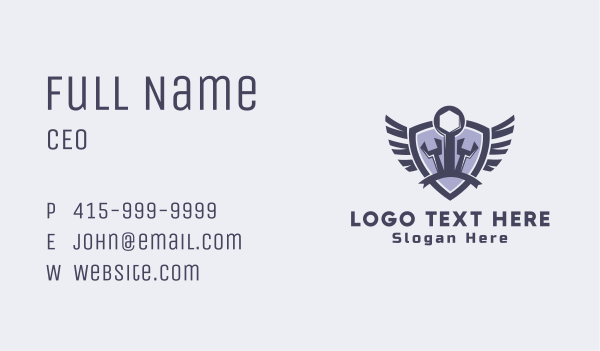 Wrench Repair Wing Shield Business Card Design Image Preview