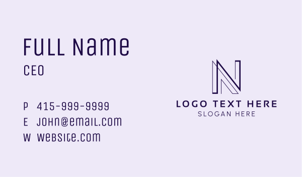 Linear Geometric Outline Letter N Business Card Design Image Preview