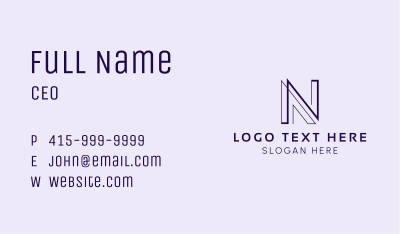 Linear Geometric Outline Letter N Business Card Image Preview