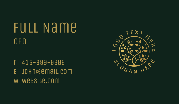 Nature Tree Gold  Business Card Design