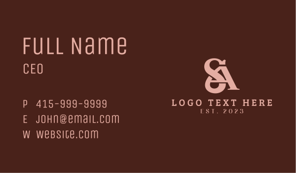 Fashion Firm Monogram S & A Business Card Design Image Preview