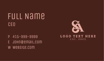 Fashion Firm Monogram S & A Business Card Image Preview