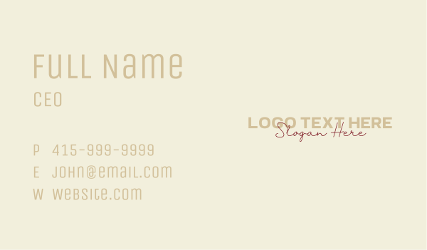 Elegant Script Wordmark Business Card Design Image Preview