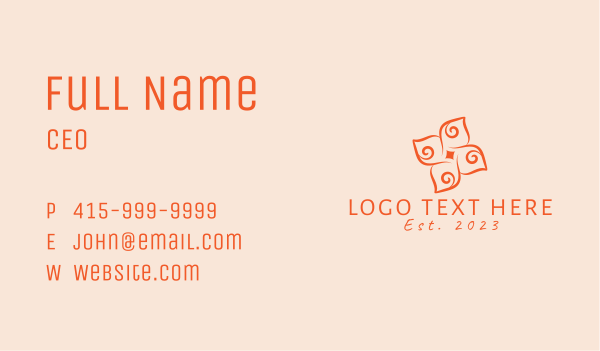 Orange Flower Ornate Business Card Design Image Preview