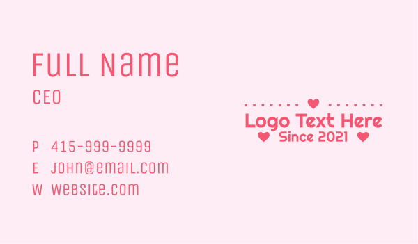 Red Lover Heart Wordmark Business Card Design Image Preview