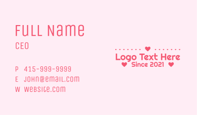 Red Lover Heart Wordmark Business Card Image Preview