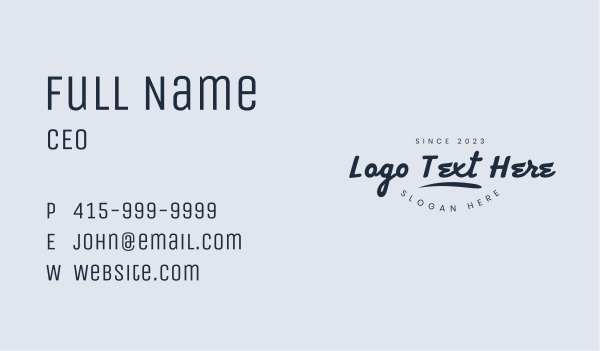 Handwritten Cursive Wordmark Business Card Design Image Preview