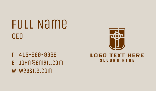 Shield Cross Religion Business Card Design Image Preview