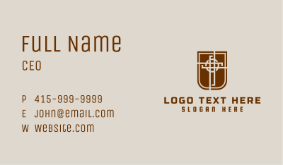 Shield Cross Religion Business Card Image Preview