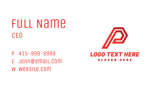 Modern Geometric Letter P Business Card Design Image Preview