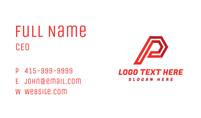 Modern Geometric Letter P Business Card Image Preview