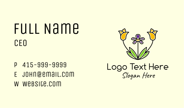 Fancy Tulip Sunflower Business Card Design Image Preview