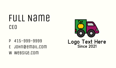 Fruit Delivery Truck Business Card Image Preview