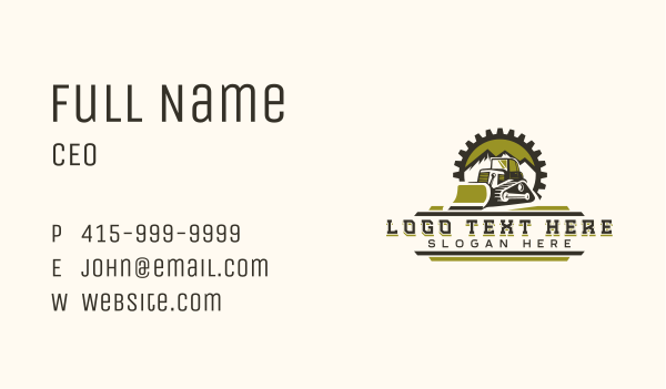 Bulldozer Industrial Machinery Business Card Design Image Preview