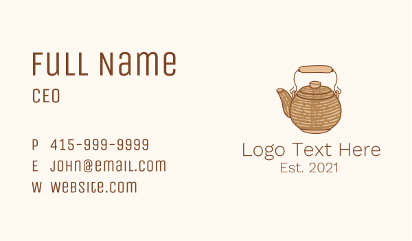 Cute Kettle Teapot Business Card Design Image Preview