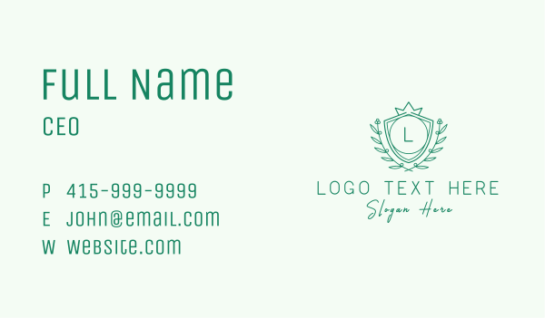 Natural Crown Shield Letter Business Card Design Image Preview
