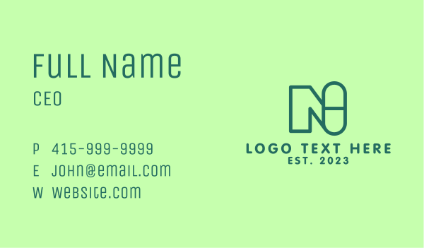 Green Pill Letter N Business Card Design Image Preview