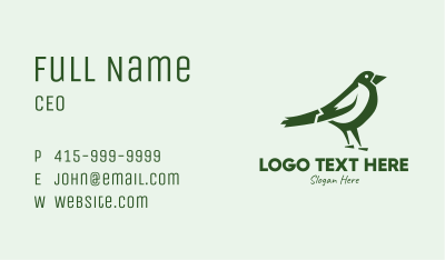 Green Sparrow Bird  Business Card Image Preview