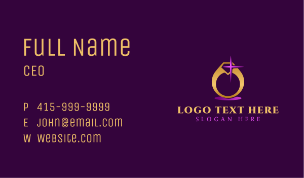 Gold Diamond Wedding Ring Business Card Design Image Preview