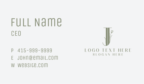 Elegant Floral Nature Letter J Business Card Design Image Preview
