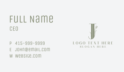 Elegant Floral Nature Letter J Business Card Image Preview